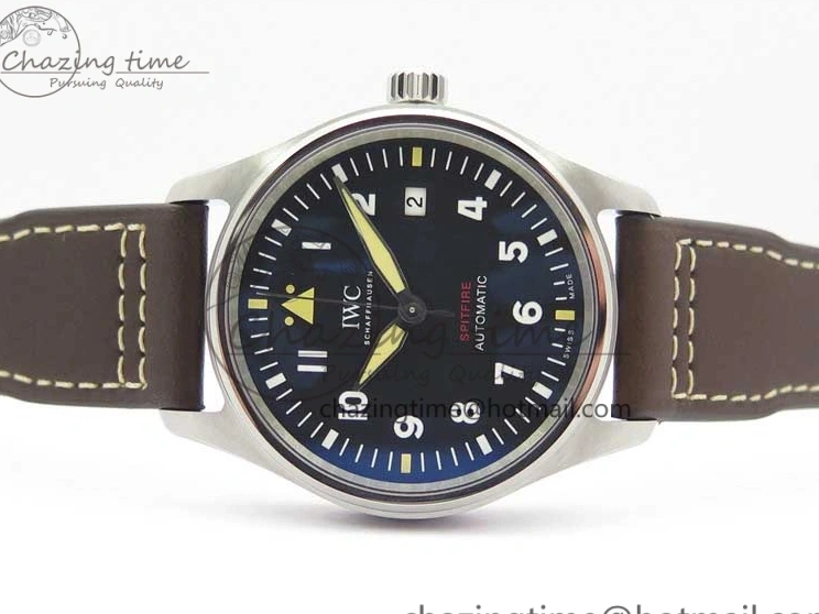 MIROTIME 0303 Original Pilot IW326803 SS MK 1:1 Best Edition Black Dial on Brown Leather Strap MIYOTA 7146